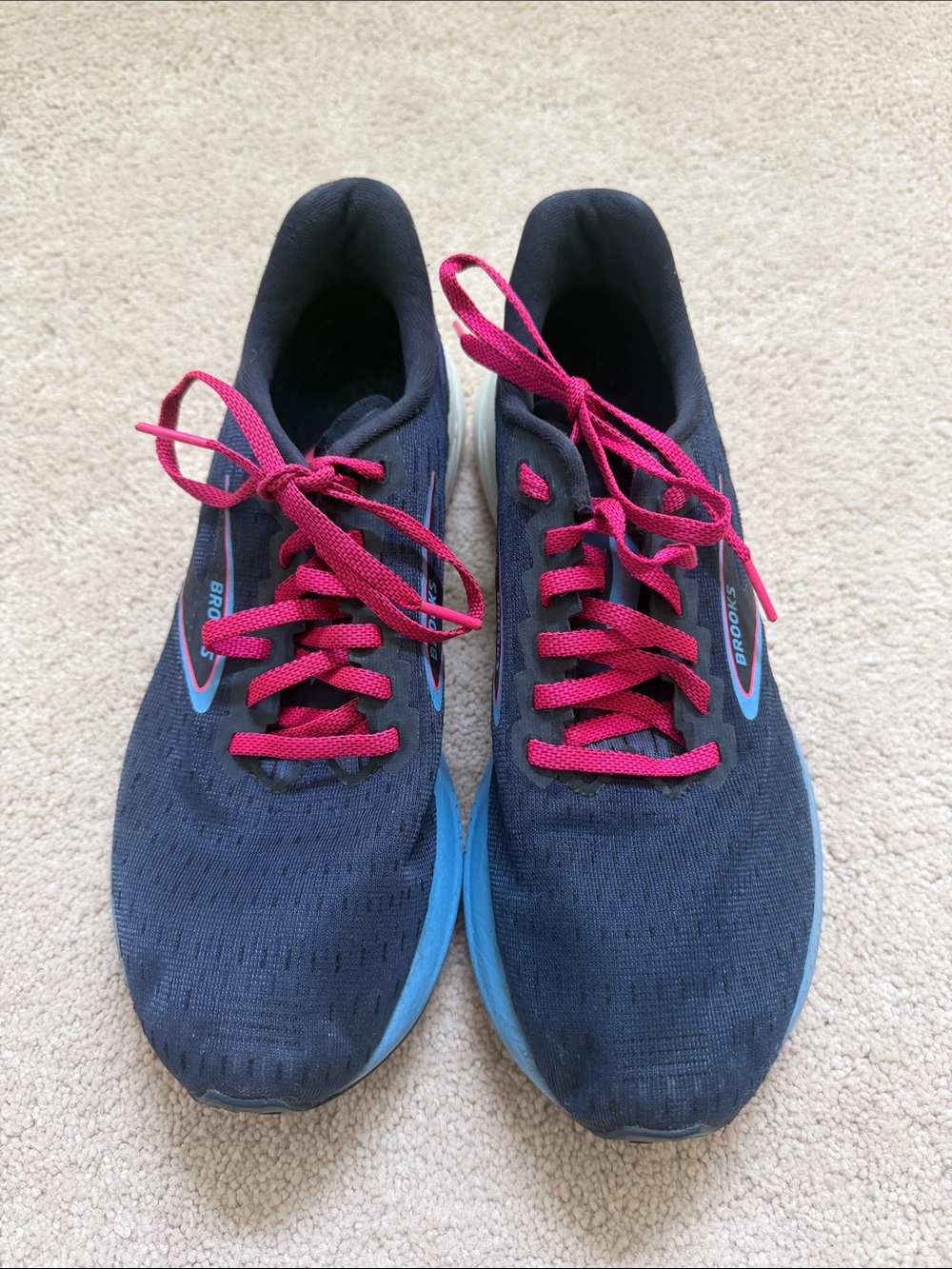 Brooks Women's Navy Running Shoes with Pink Laces